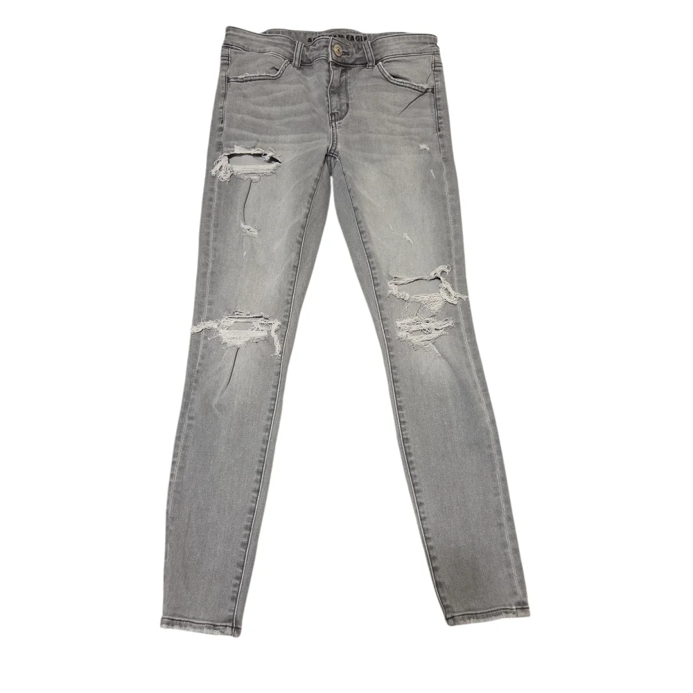 American Eagle Outfitters Gray Distressed Jeggings - Picture 2 of 3